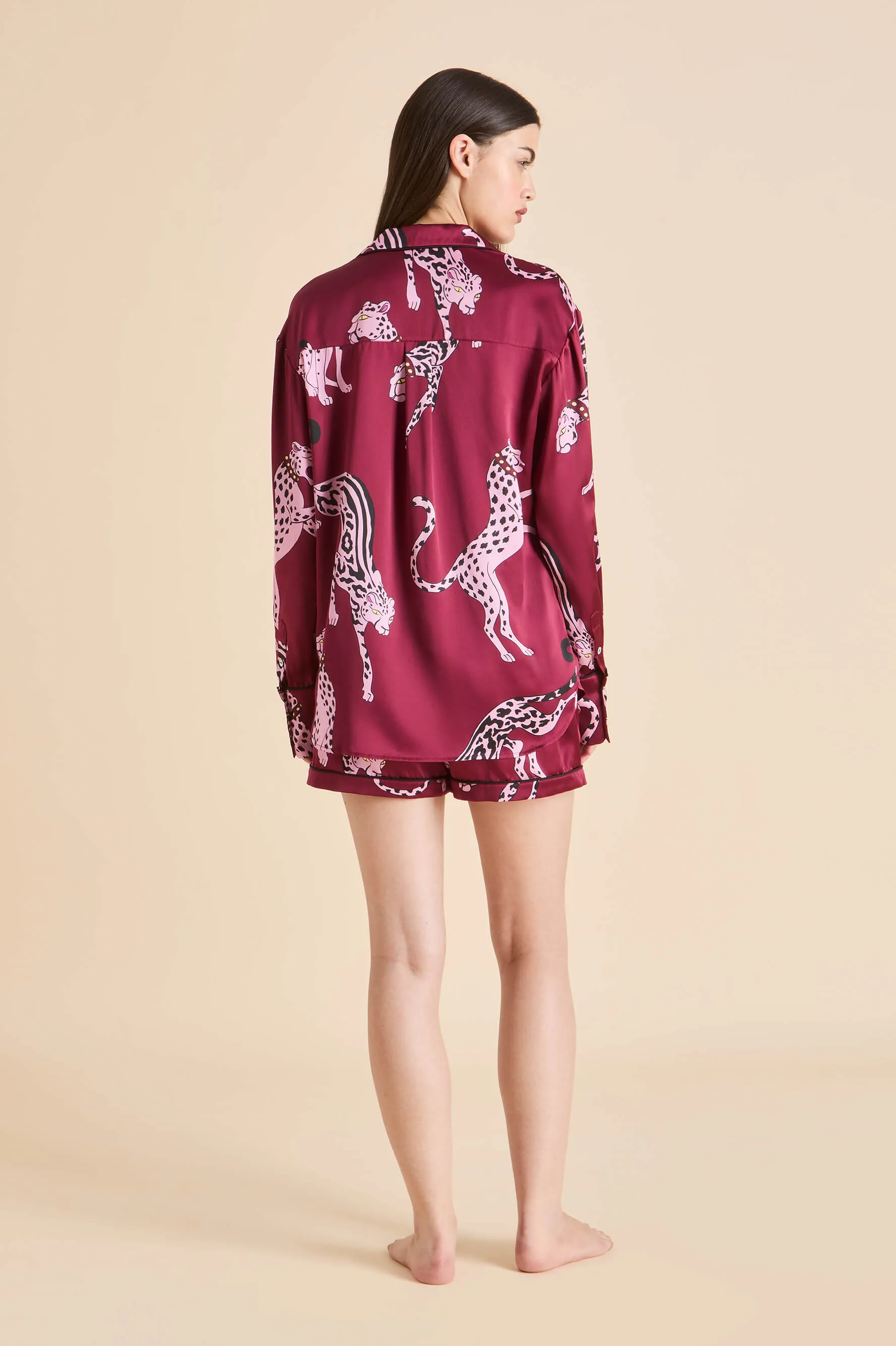 Alba Cherie Red Leopard Pajamas in Silk Satin sold by Olivia von Halle product image thumbnail 4