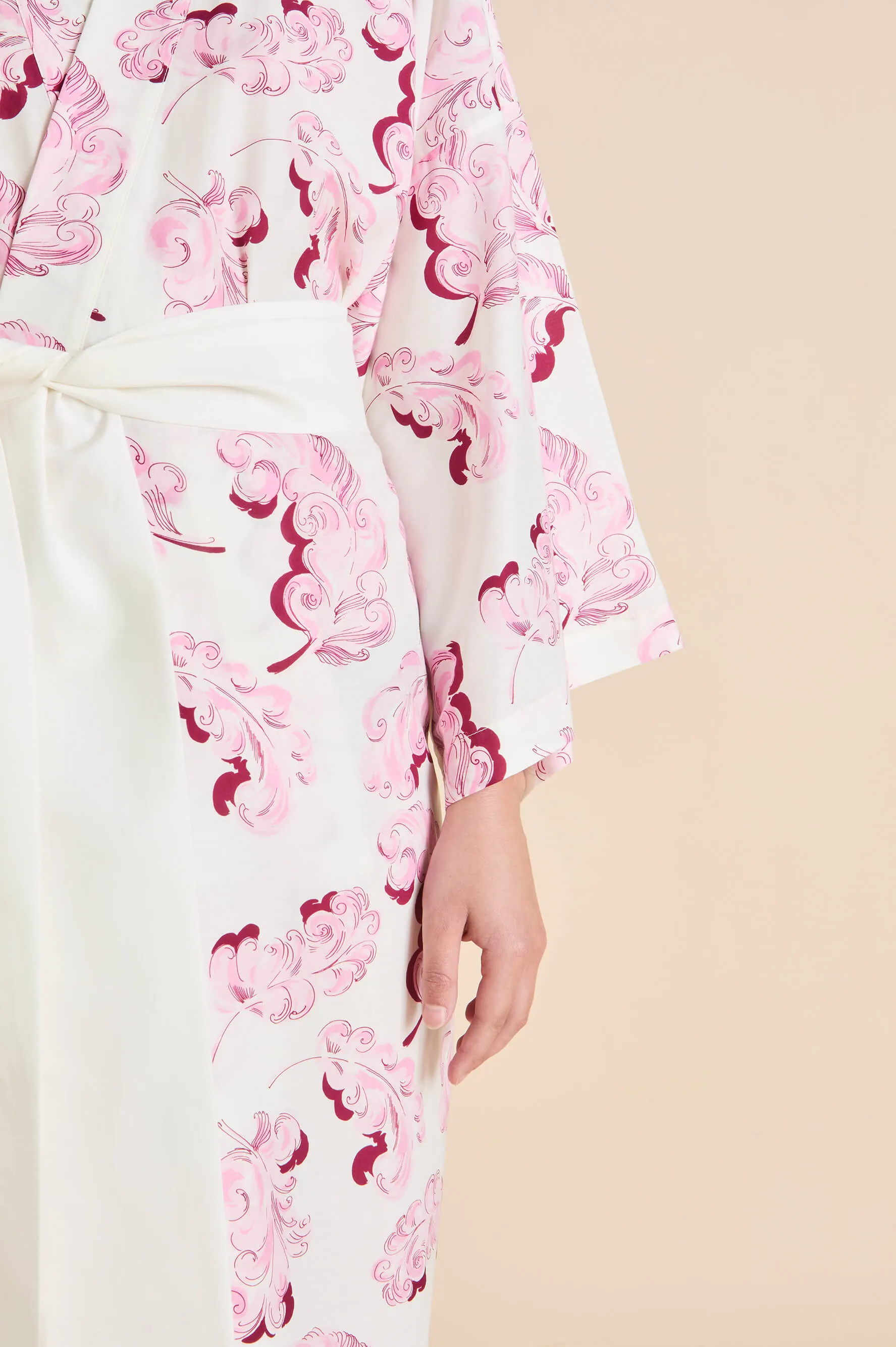 Amaya Plume Pink Feather Robe in Cotton-Silk sold by Olivia von Halle product image thumbnail 4