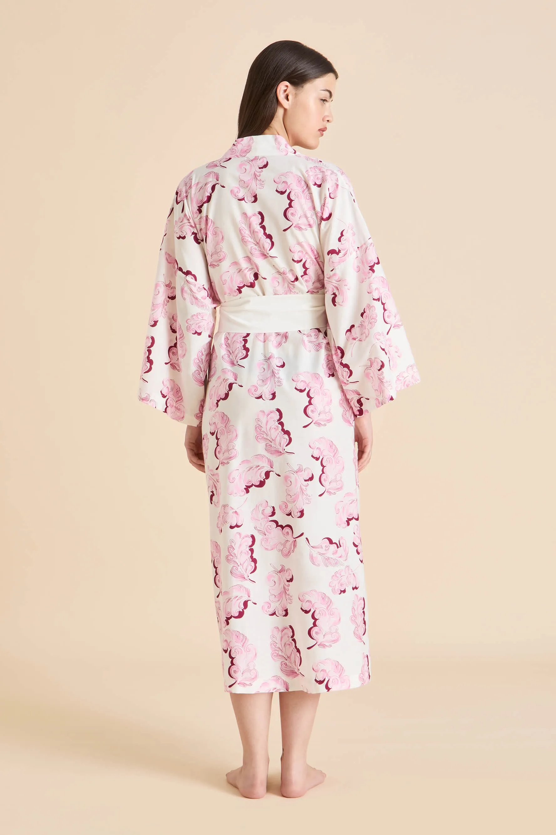 Amaya Plume Pink Feather Robe in Cotton-Silk sold by Olivia von Halle product image thumbnail 5