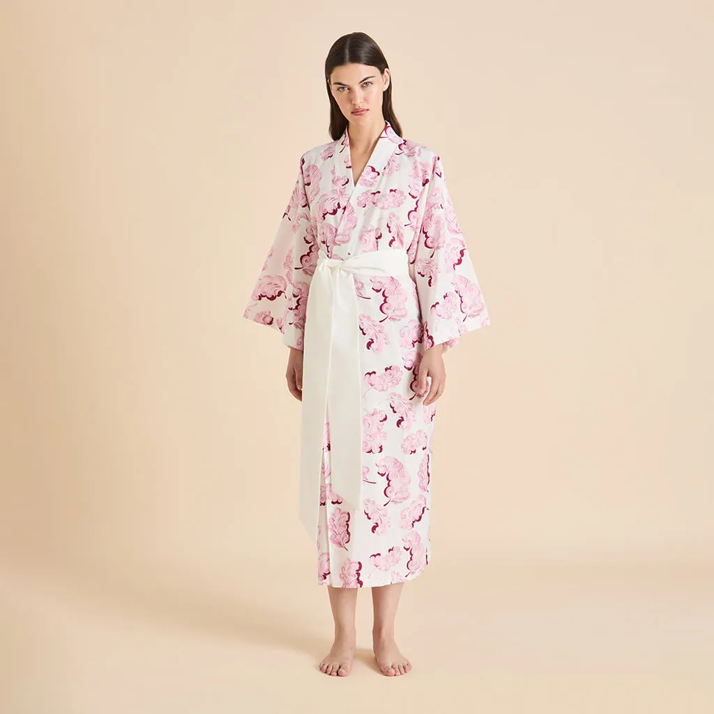 Amaya Plume Pink Feather Robe in Cotton-Silk sold by Olivia von Halle product image thumbnail 2