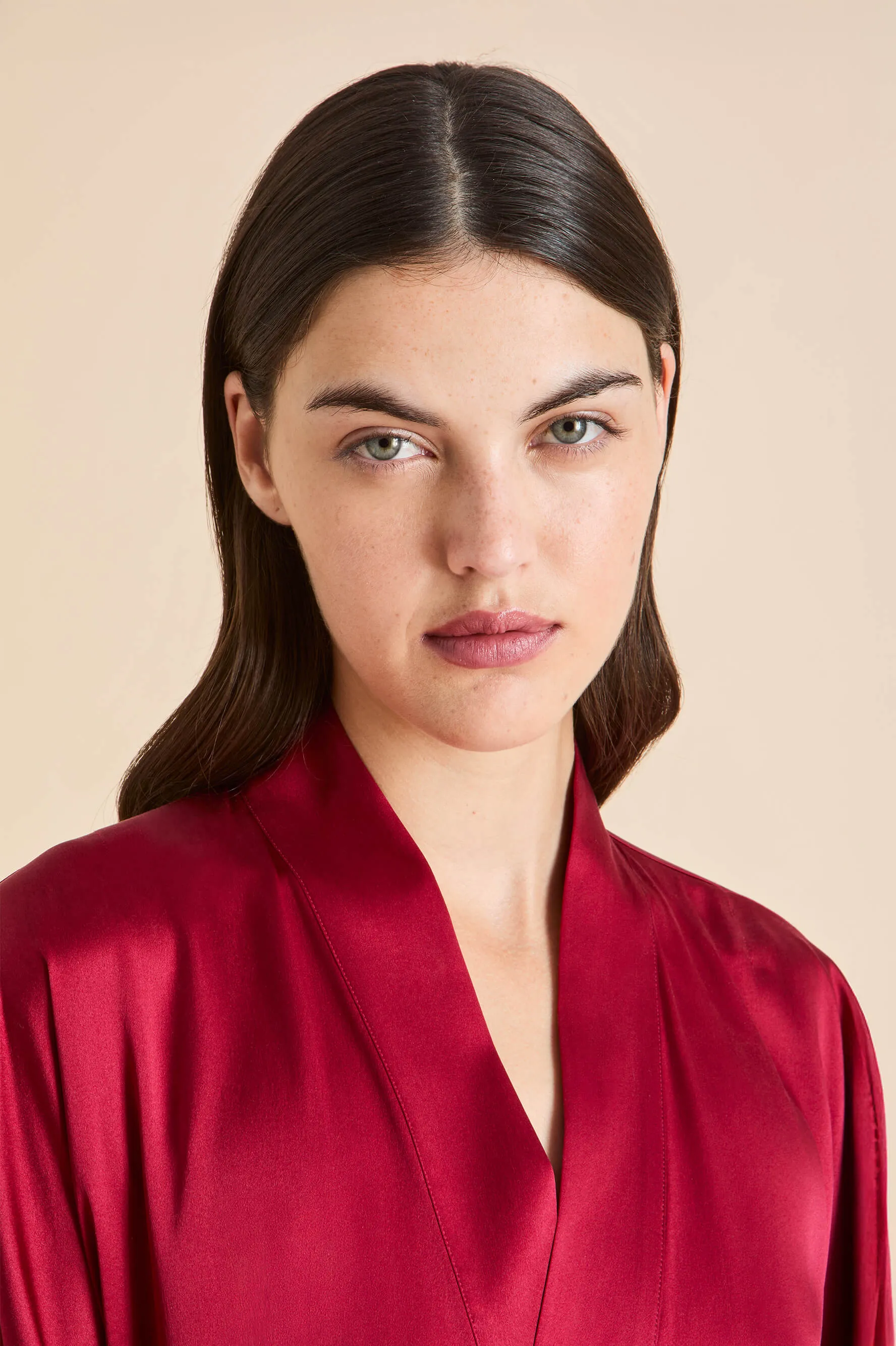 Mimi Russet Red Robe in Silk Satin sold by Olivia von Halle product image thumbnail 3