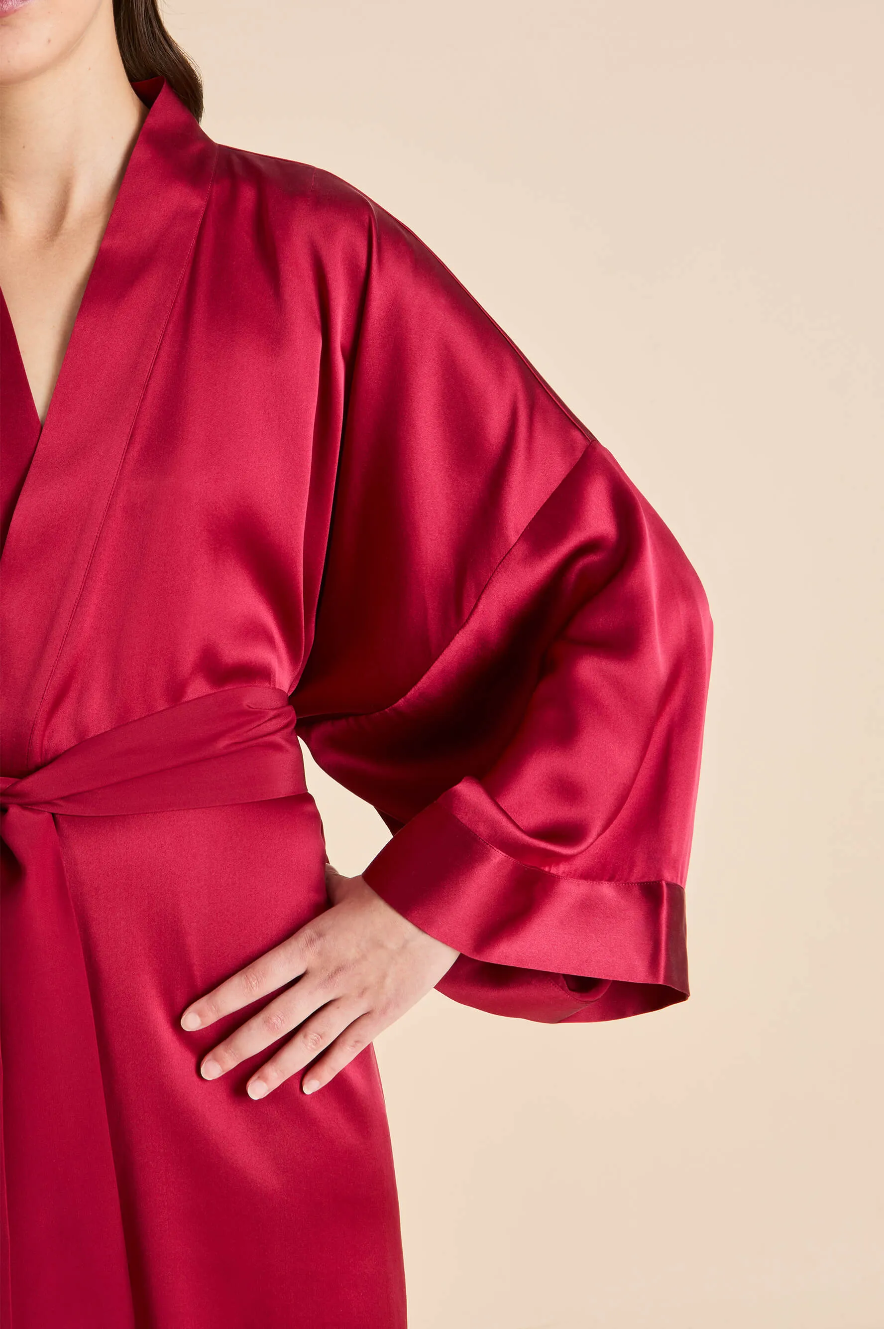 Mimi Russet Red Robe in Silk Satin sold by Olivia von Halle product image thumbnail 4