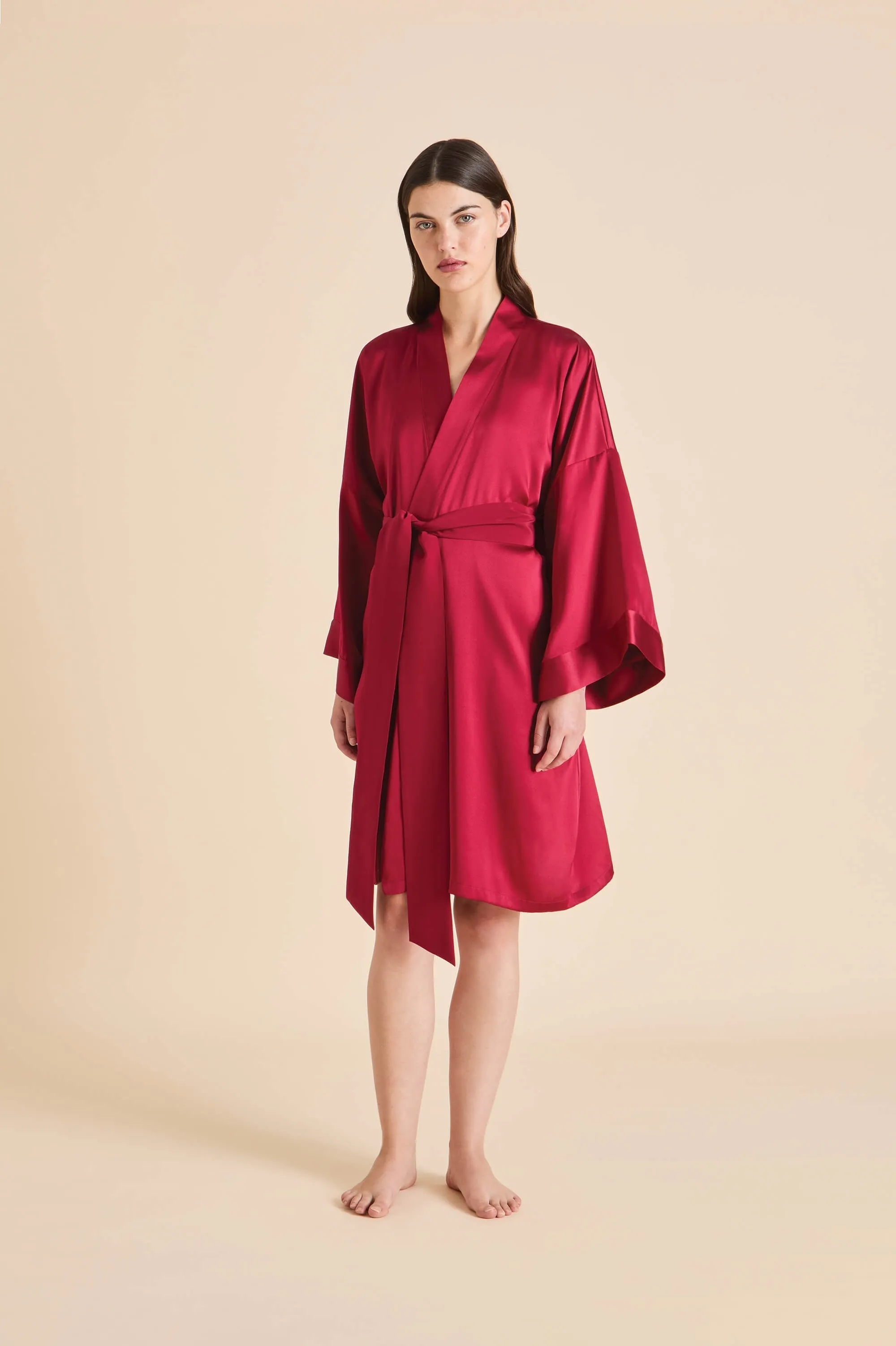 Mimi Russet Red Robe in Silk Satin sold by Olivia von Halle
