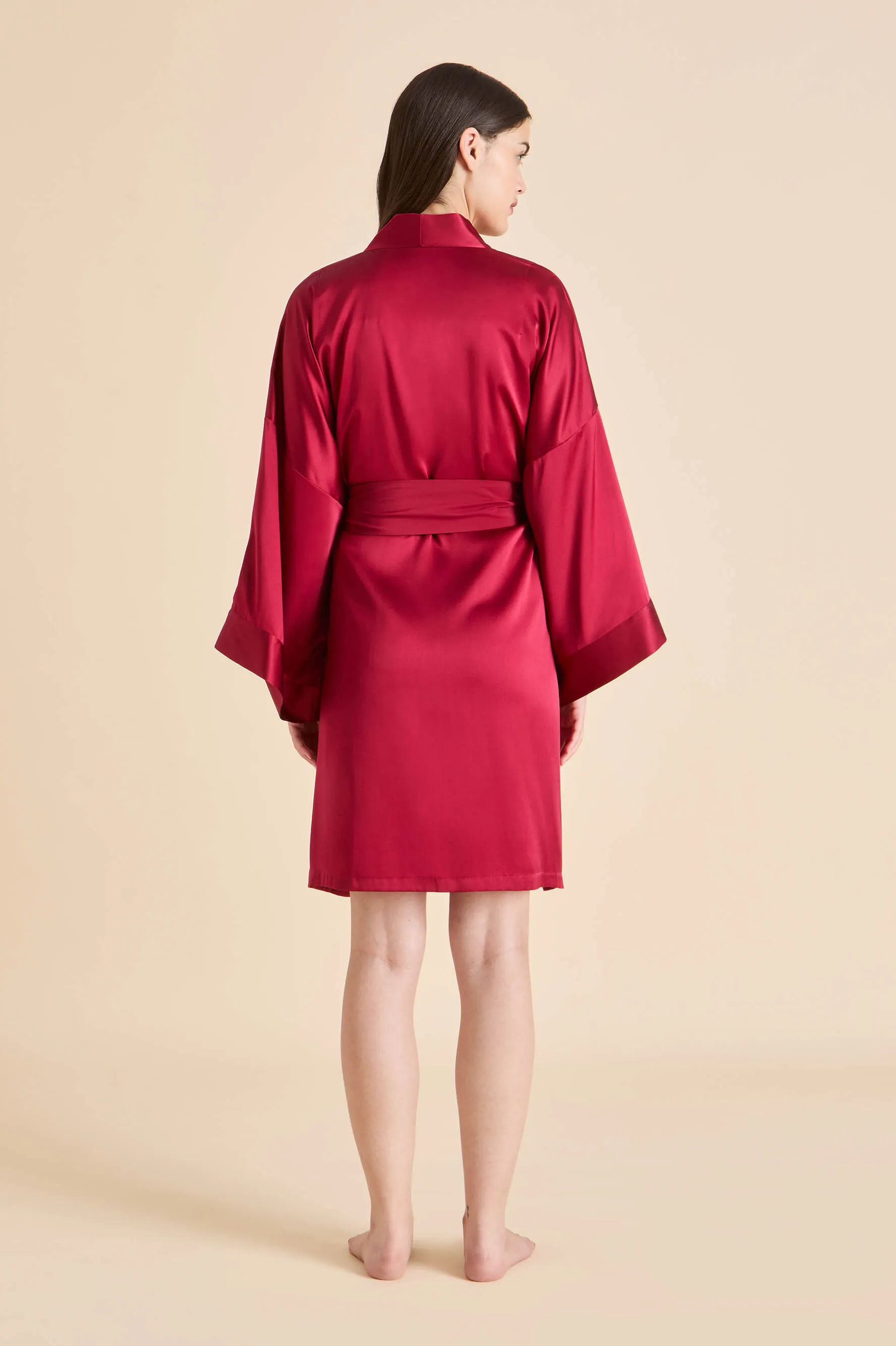 Mimi Russet Red Robe in Silk Satin sold by Olivia von Halle product image thumbnail 5