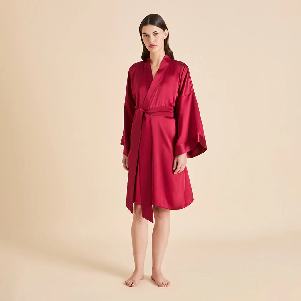 Mimi Russet Red Robe in Silk Satin sold by Olivia von Halle product image thumbnail 2