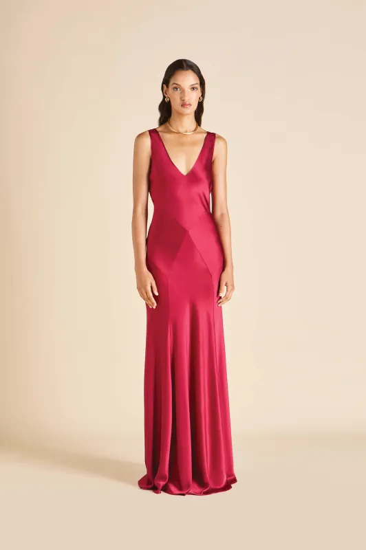 Paloma Russet Red Dress in Silk Satin sold by Olivia von Halle