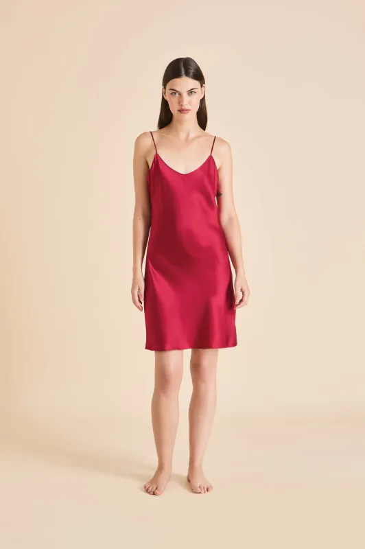 Venus Russet Red Slip Dress in Silk Satin sold by Olivia von Halle