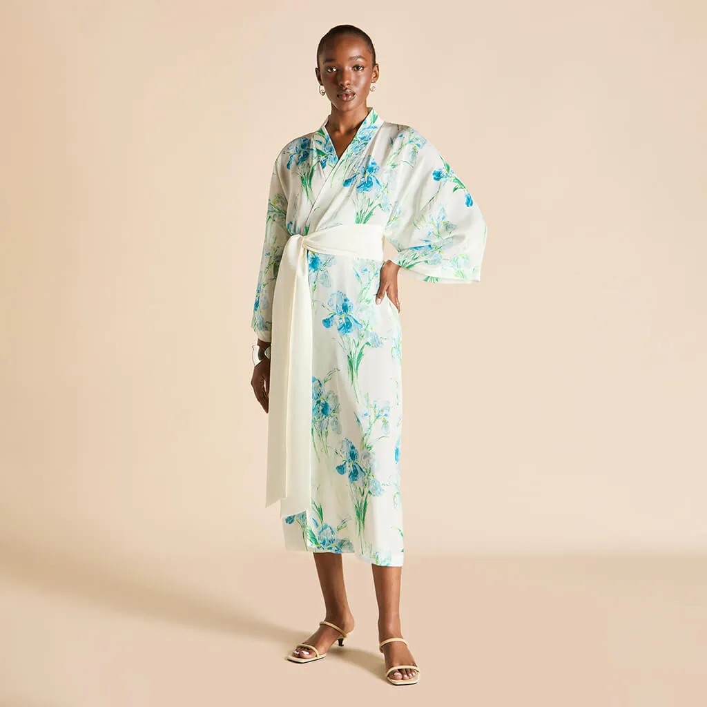 Amaya Samphire Ivory Floral Robe in Silk-Chiffon sold by Olivia von Halle product image thumbnail 2