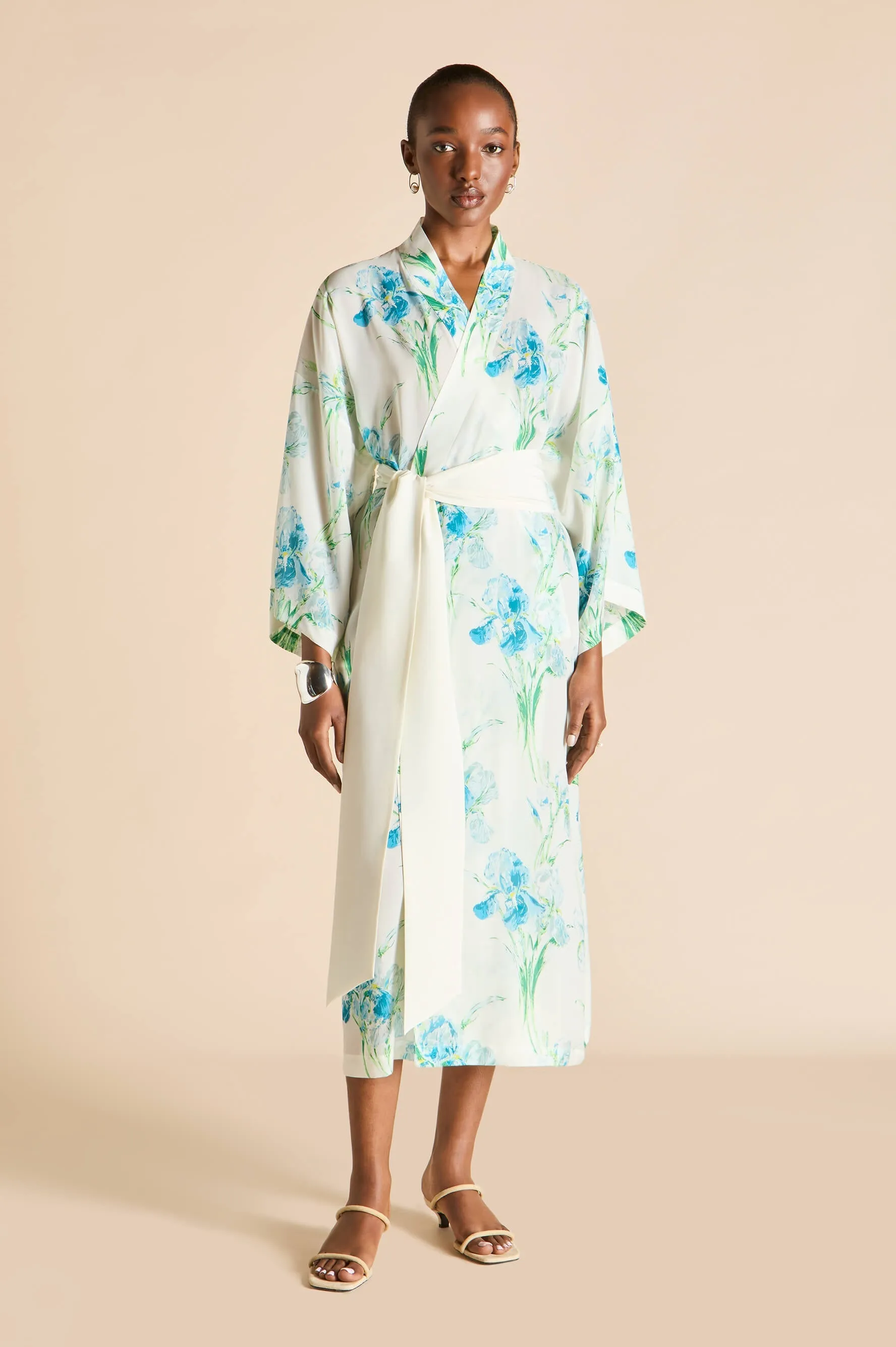 Amaya Samphire Ivory Floral Robe in Silk-Chiffon sold by Olivia von Halle product image thumbnail 3