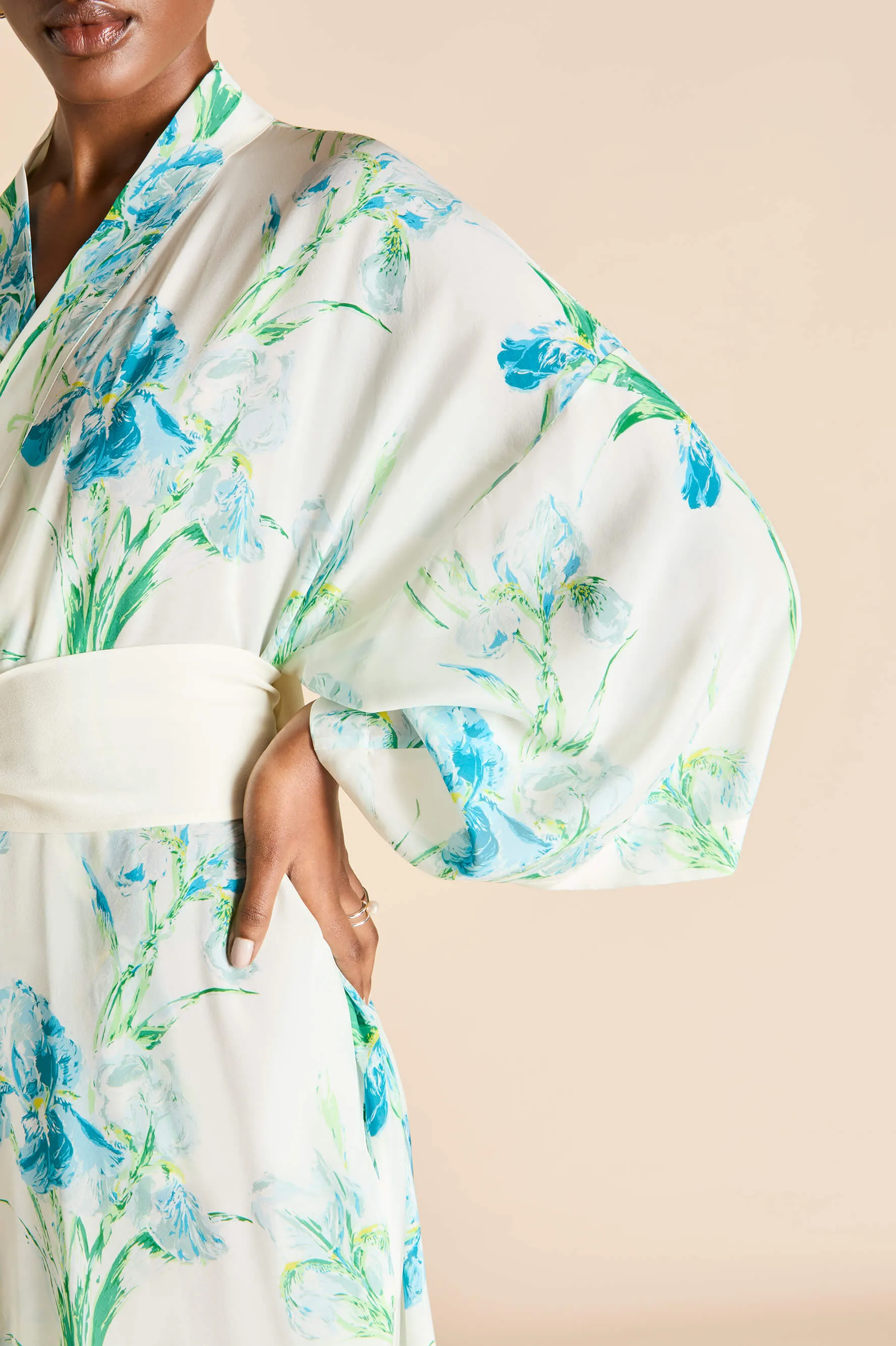 Amaya Samphire Ivory Floral Robe in Silk-Chiffon sold by Olivia von Halle product image thumbnail 4