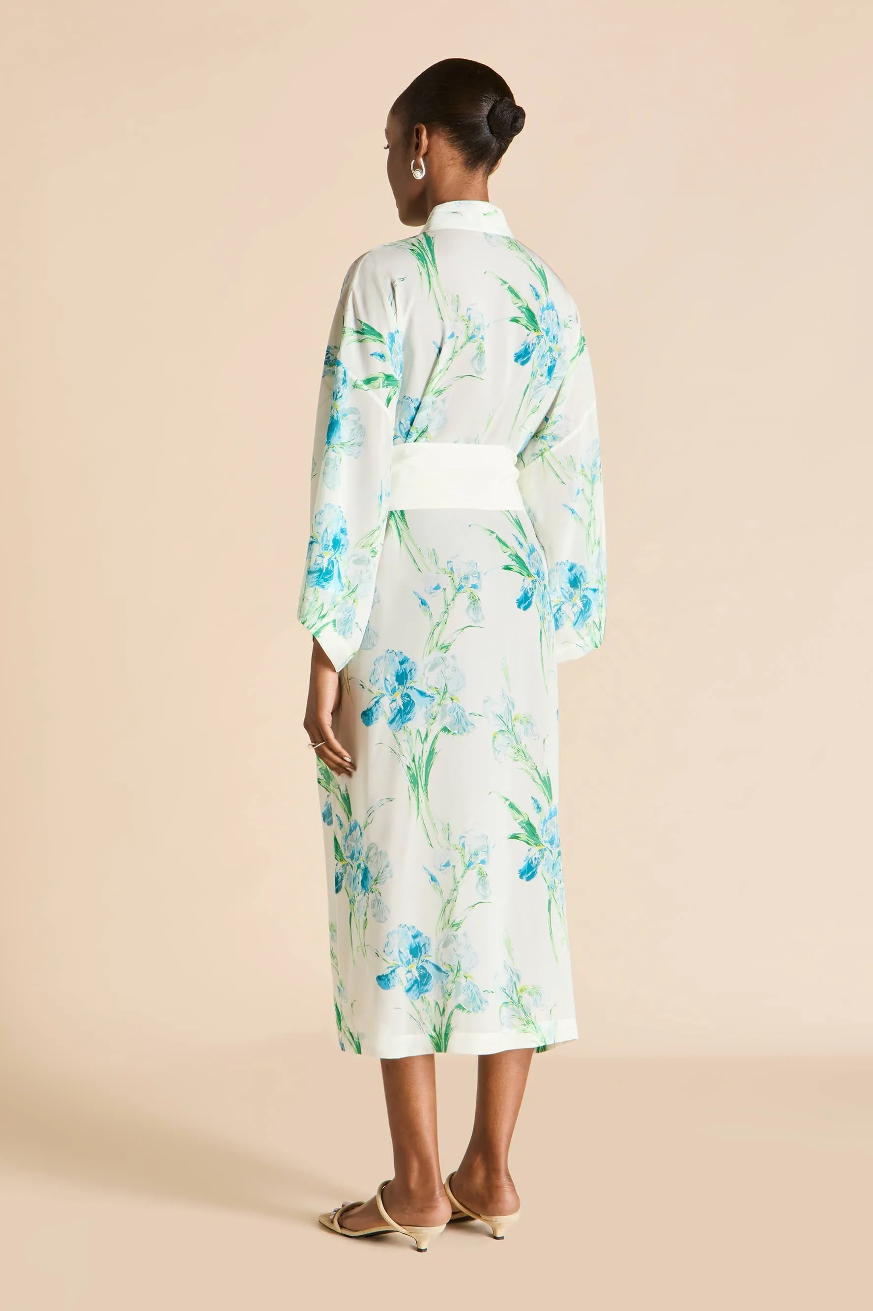 Amaya Samphire Ivory Floral Robe in Silk-Chiffon sold by Olivia von Halle product image thumbnail 5