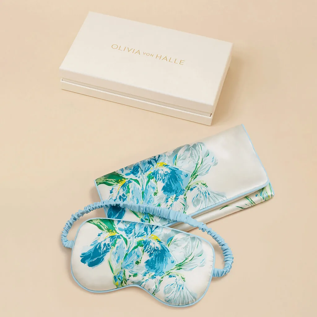 Audrey Asterias Ivory Floral Eye Mask in Silk Satin sold by Olivia von Halle product image thumbnail 2