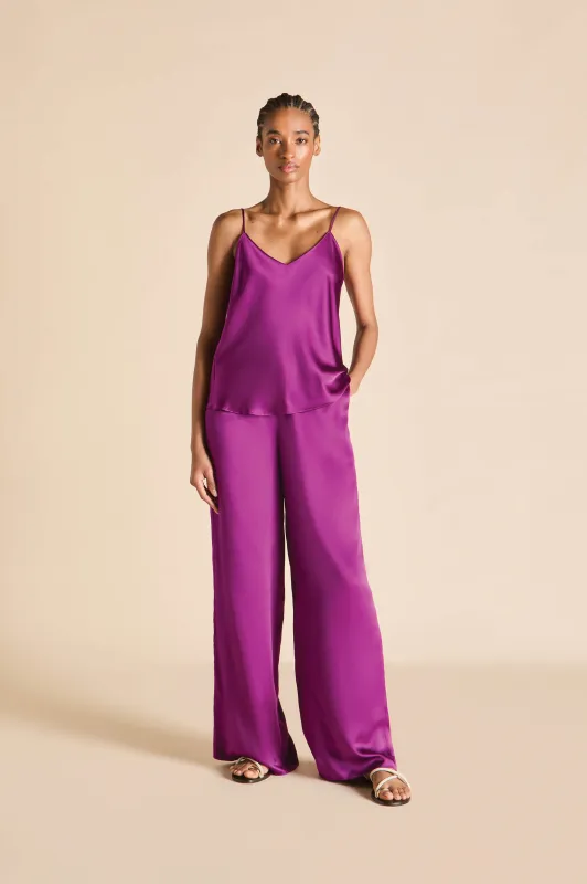 Bliss Plum Camisole Set in Silk Satin sold by Olivia von Halle