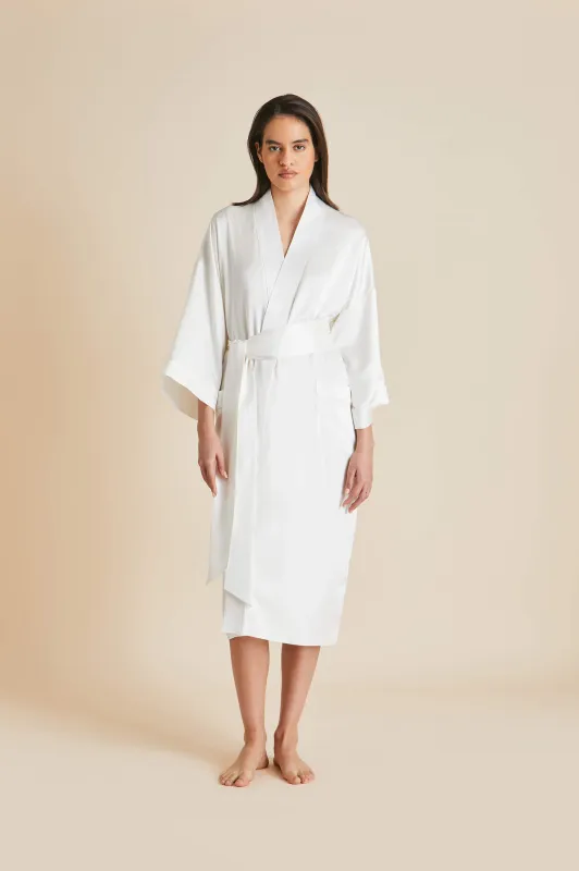 Sabine Ivory Robe in Silk Twill sold by Olivia von Halle