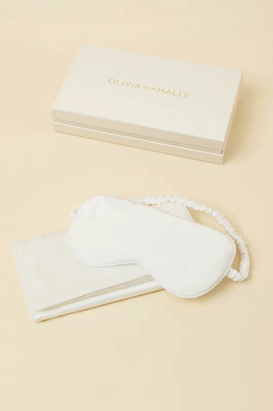 Audrey Ivory Eye Mask in Silk Satin sold by Olivia von Halle