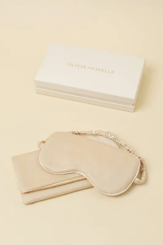 Audrey Muscat Beige Eye Mask in Cashmere sold by Olivia von Halle