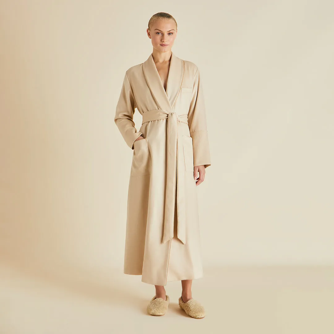 Logan Muscat Beige Robe in Cashmere sold by Olivia von Halle product image thumbnail 2