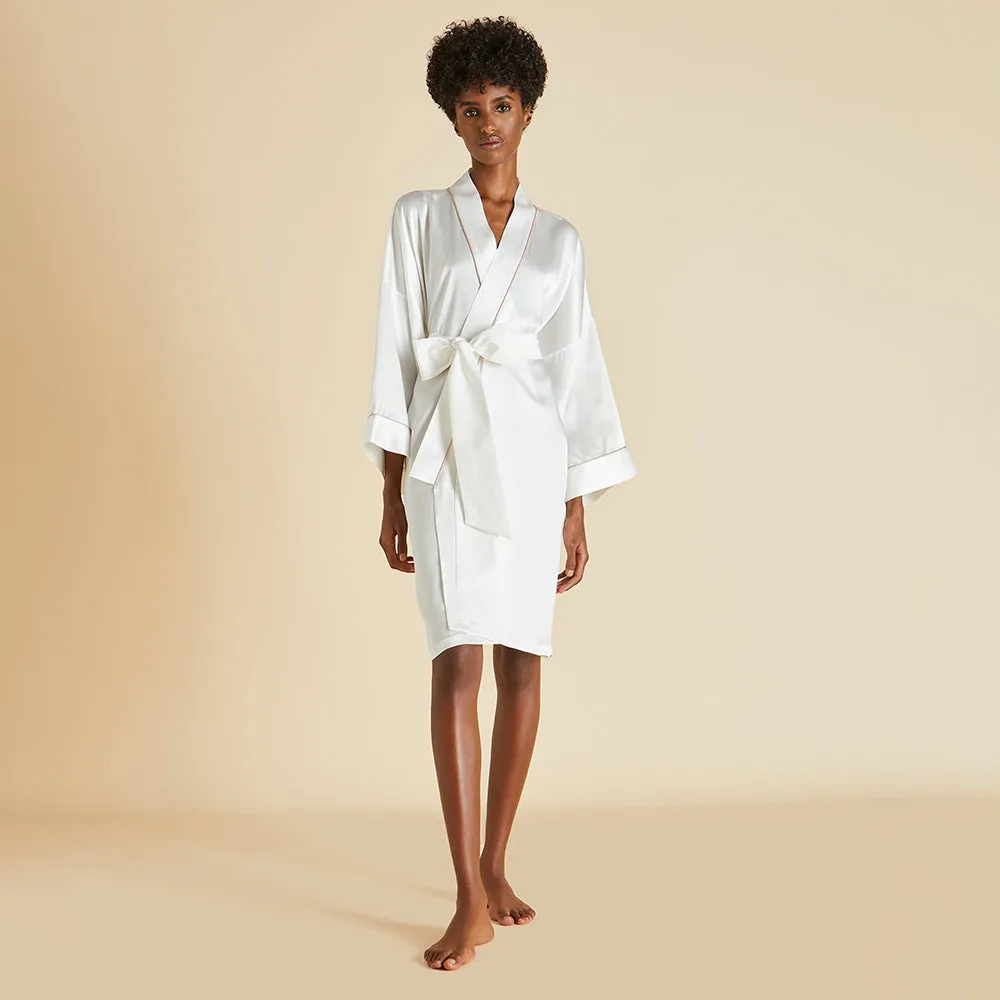 Mimi Ivory Oyster Robe in Silk Satin sold by Olivia von Halle product image thumbnail 2