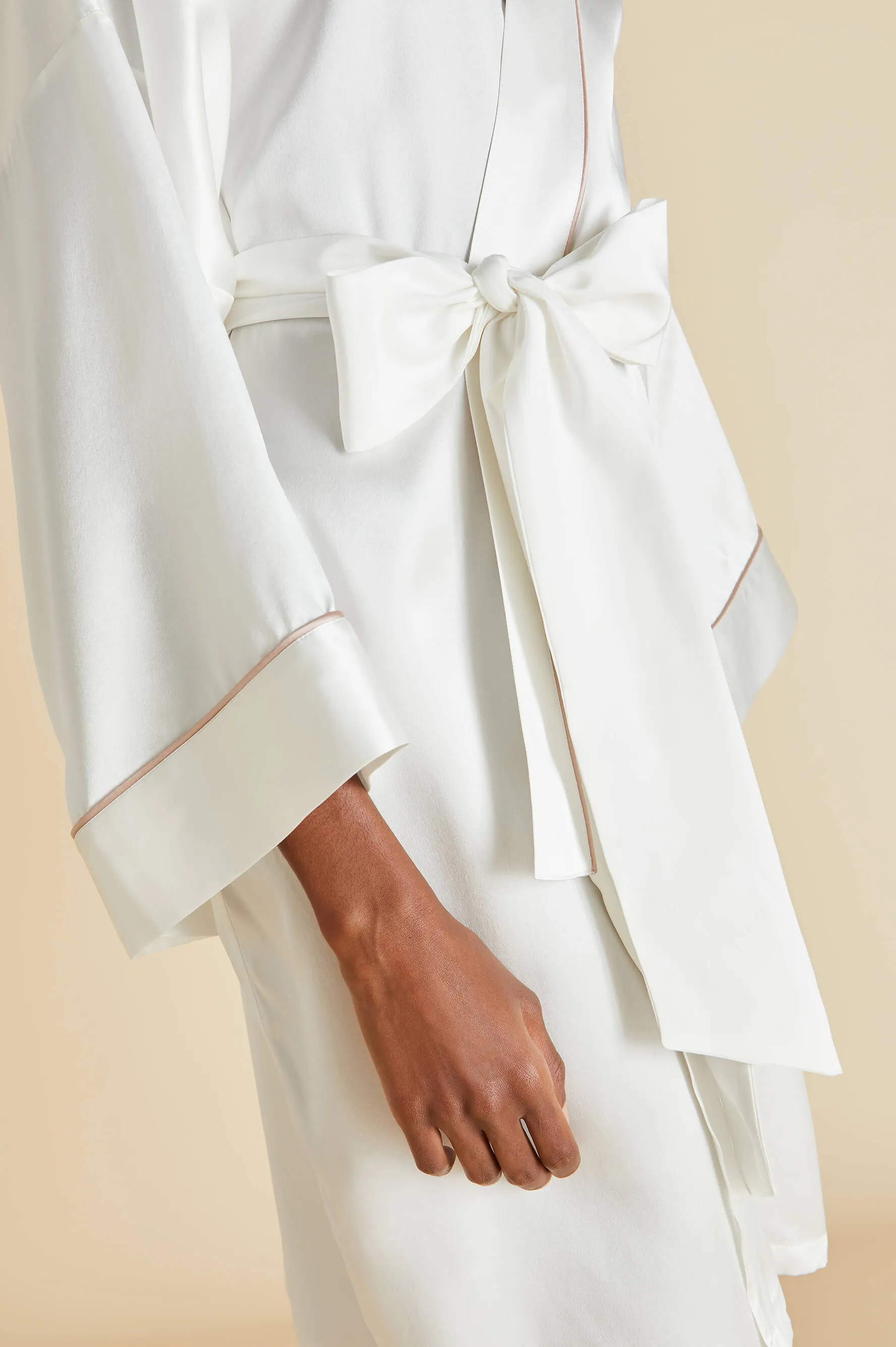 Mimi Ivory Oyster Robe in Silk Satin sold by Olivia von Halle product image thumbnail 4