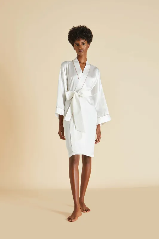 Mimi Ivory Oyster Robe in Silk Satin made by Olivia von Halle