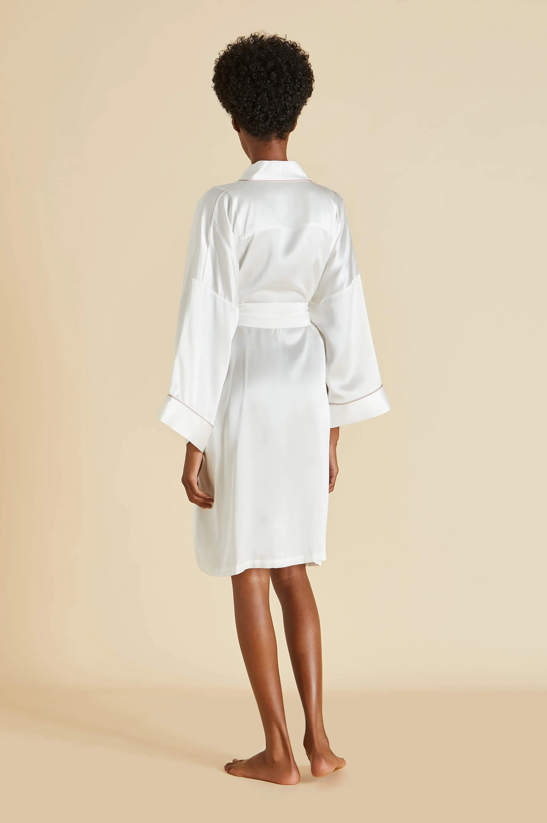 Mimi Ivory Oyster Robe in Silk Satin sold by Olivia von Halle product image thumbnail 5