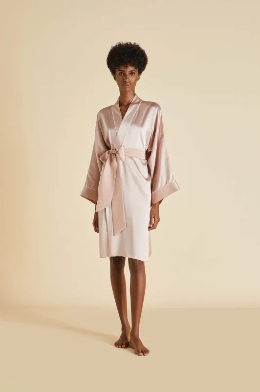 Mimi Oyster Ivory Robe in Silk Satin made by Olivia von Halle