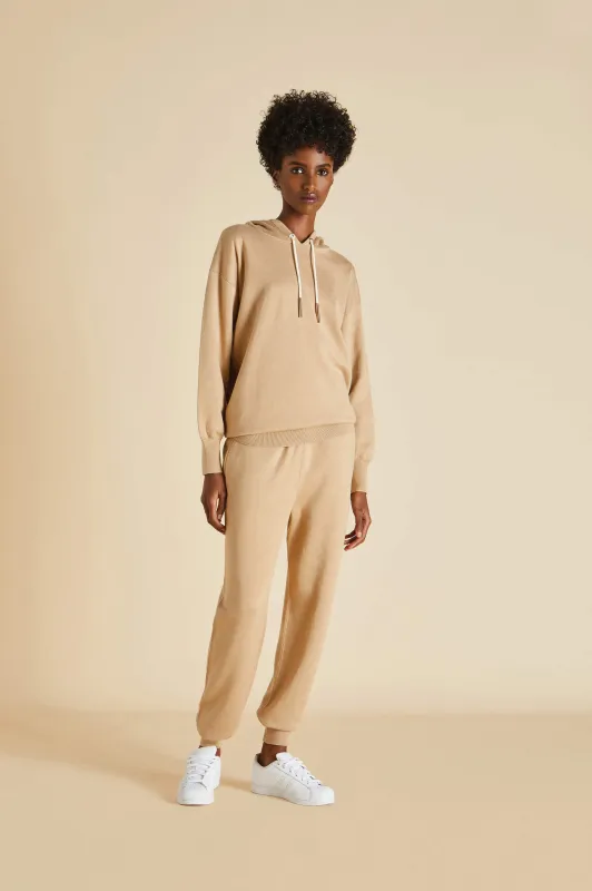 Gia Shanghai Beige Tracksuit in Silk-Cashmere sold by Olivia von Halle