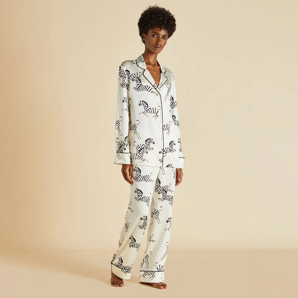Lila Zebedee Ivory Pajamas in Silk Satin sold by Olivia von Halle product image thumbnail 2