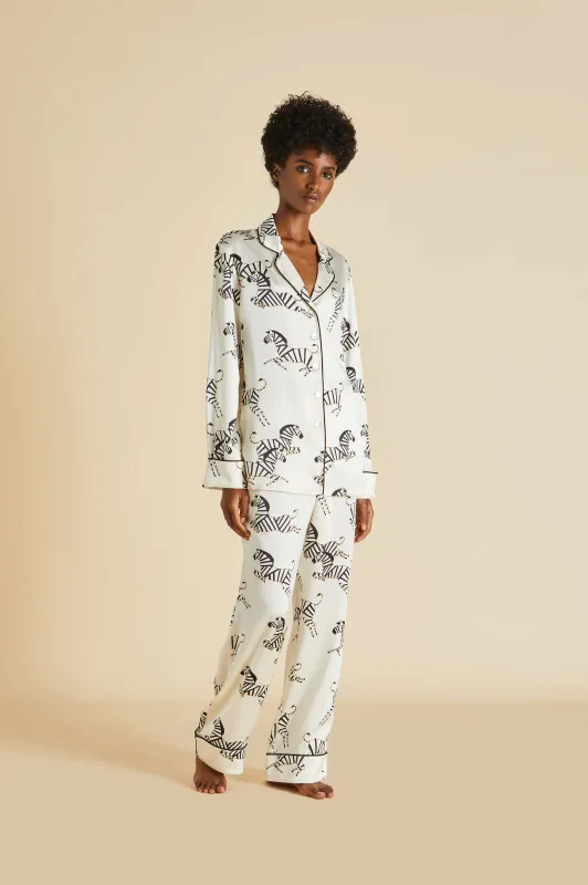 Lila Zebedee Ivory Pajamas in Silk Satin made by Olivia von Halle