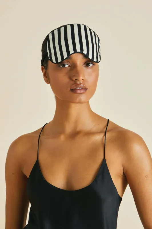Nika Black and Ivory Eye Mask in Silk Satin made by Olivia von Halle