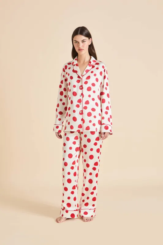Lila Sonnet Ivory Wax Seal Pajamas in Silk Satin made by Olivia von Halle
