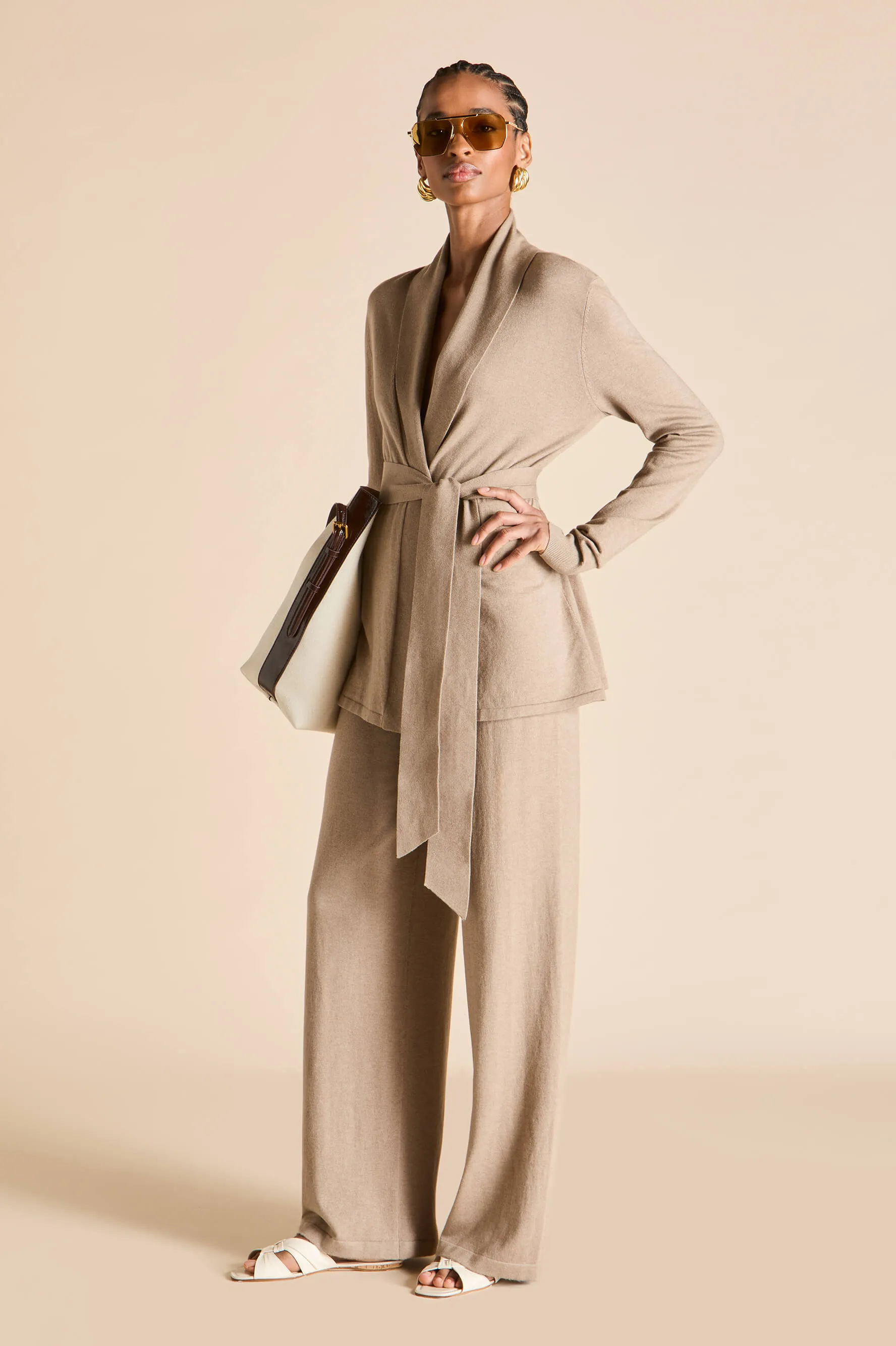 Caro Dallas Beige Knitwear in Silk-Cashmere sold by Olivia von Halle product image thumbnail 3