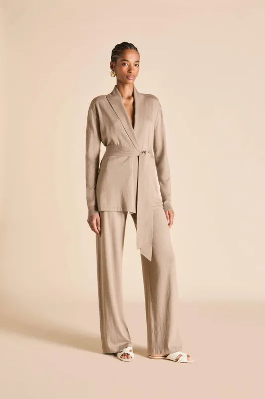 Caro Dallas Beige Knitwear in Silk-Cashmere made by Olivia von Halle
