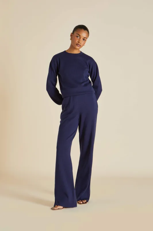 Carmel Paris Navy Knitwear in Silk-Cashmere sold by Olivia von Halle