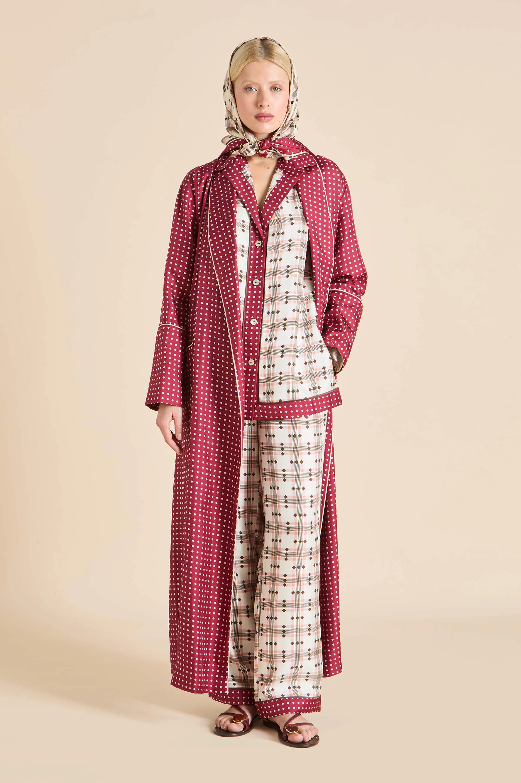 Tilda Cipriani Ivory Geometric Pajamas in Silk Twill sold by Olivia von Halle product image thumbnail 5