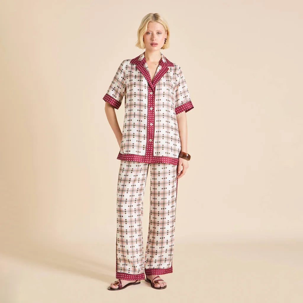 Tilda Cipriani Ivory Geometric Pajamas in Silk Twill sold by Olivia von Halle product image thumbnail 2