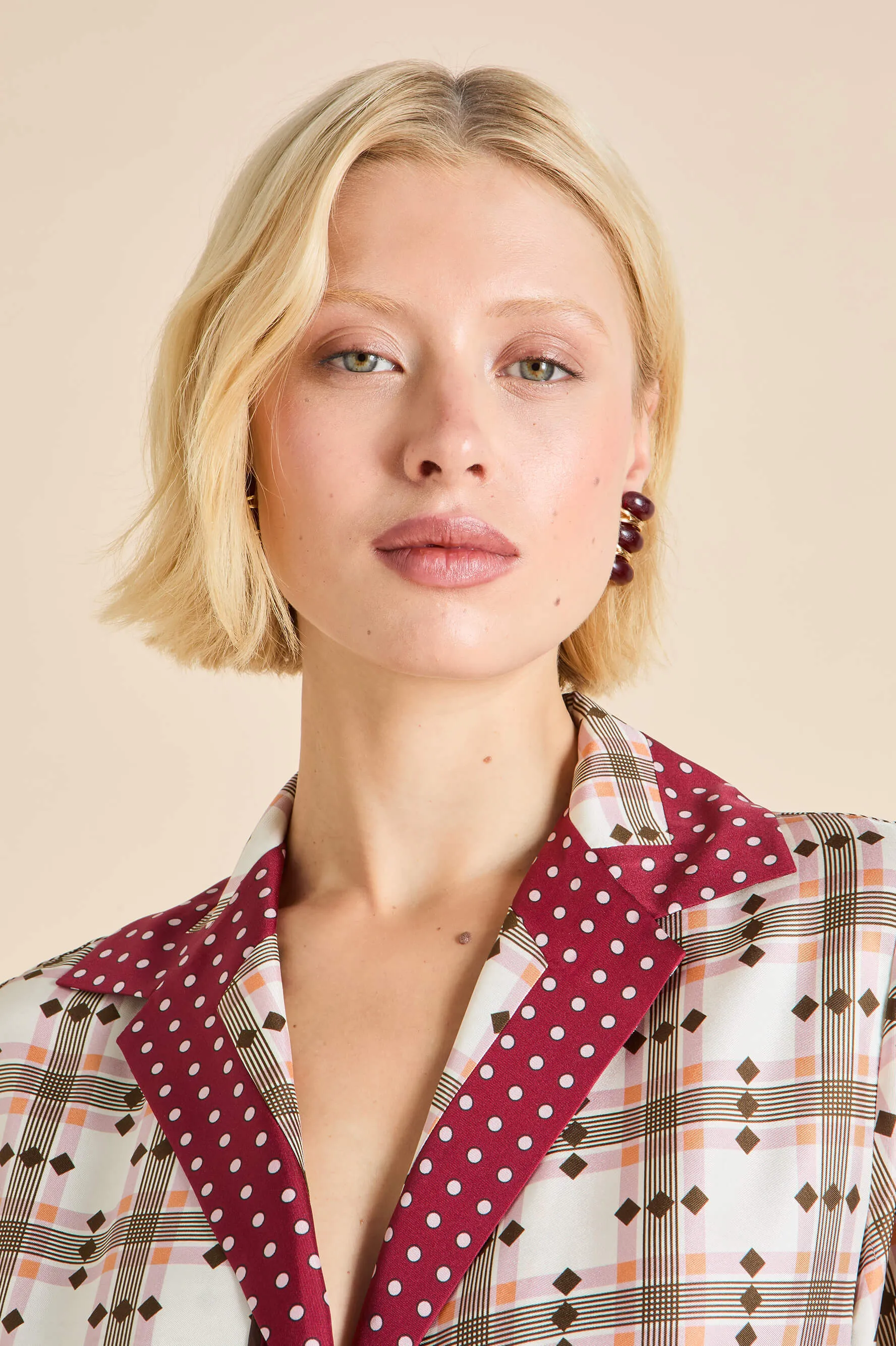 Tilda Cipriani Ivory Geometric Pajamas in Silk Twill sold by Olivia von Halle product image thumbnail 3