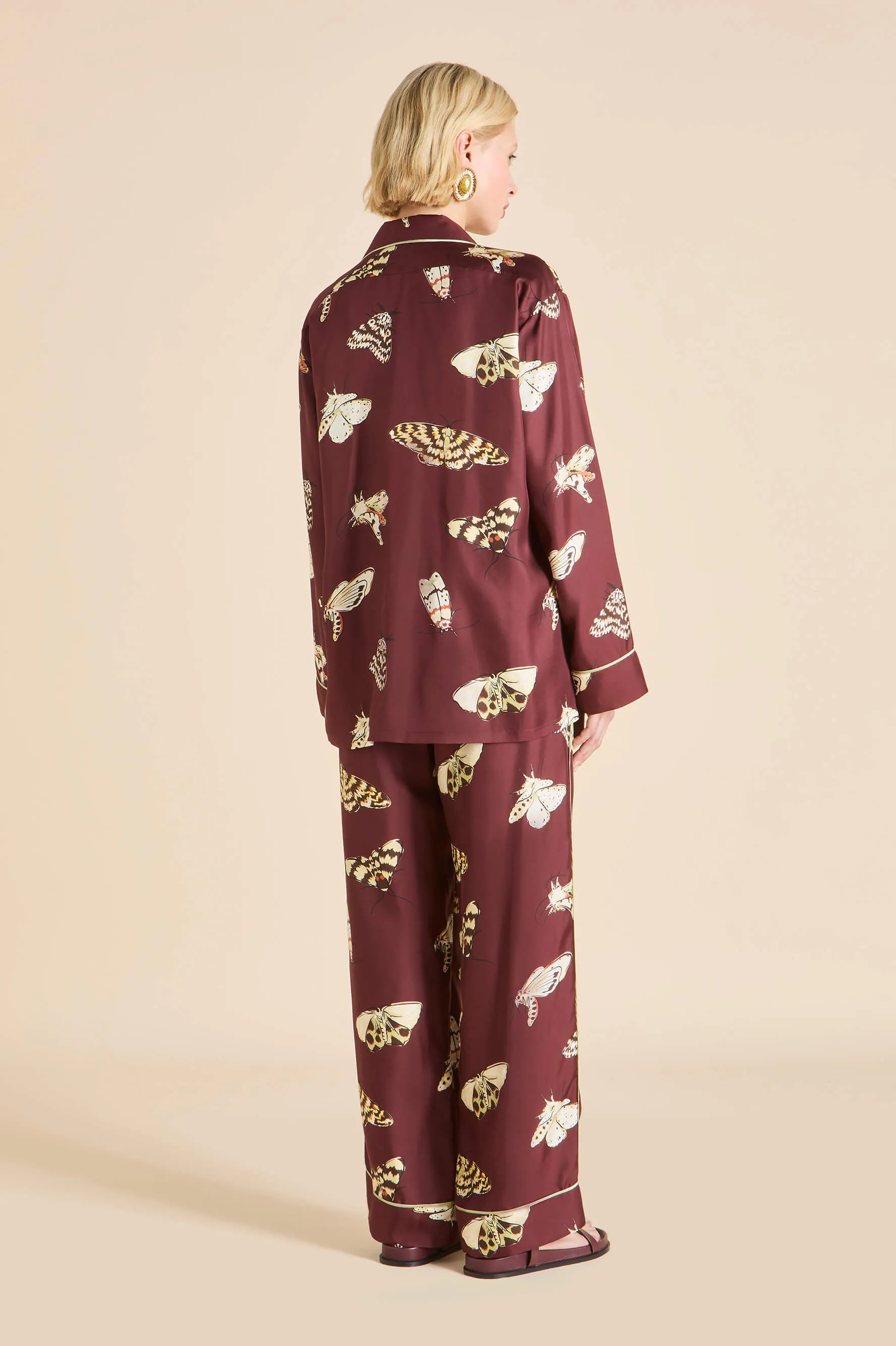 Yves Ettore Brown Moth Pajamas in Silk Twill sold by Olivia von Halle product image thumbnail 5