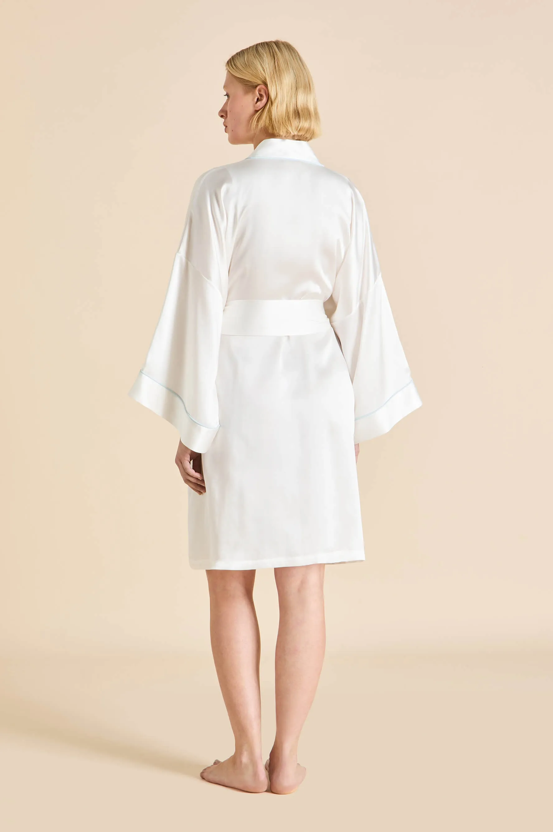 Mimi Ivory Powder Blue Robe in Silk Satin sold by Olivia von Halle product image thumbnail 5