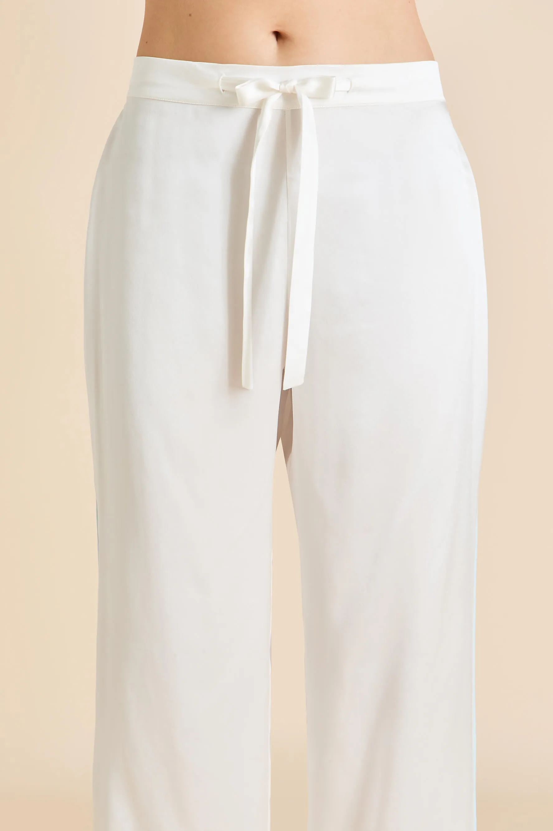 Coco Ivory Powder Blue Pajamas in Silk Satin sold by Olivia von Halle product image thumbnail 5