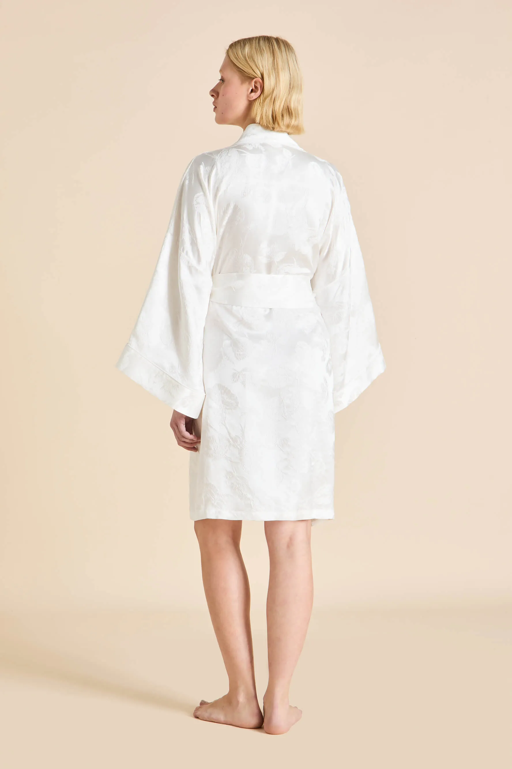 Mimi Liliana Ivory Floral Robe in Silk Jacquard sold by Olivia von Halle product image thumbnail 5