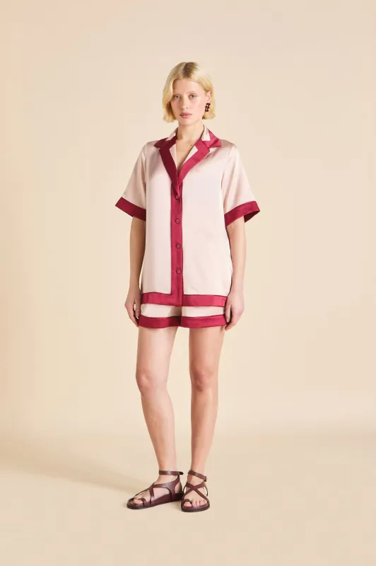 Zelda Rose Pink Pajamas in Silk Satin made by Olivia von Halle