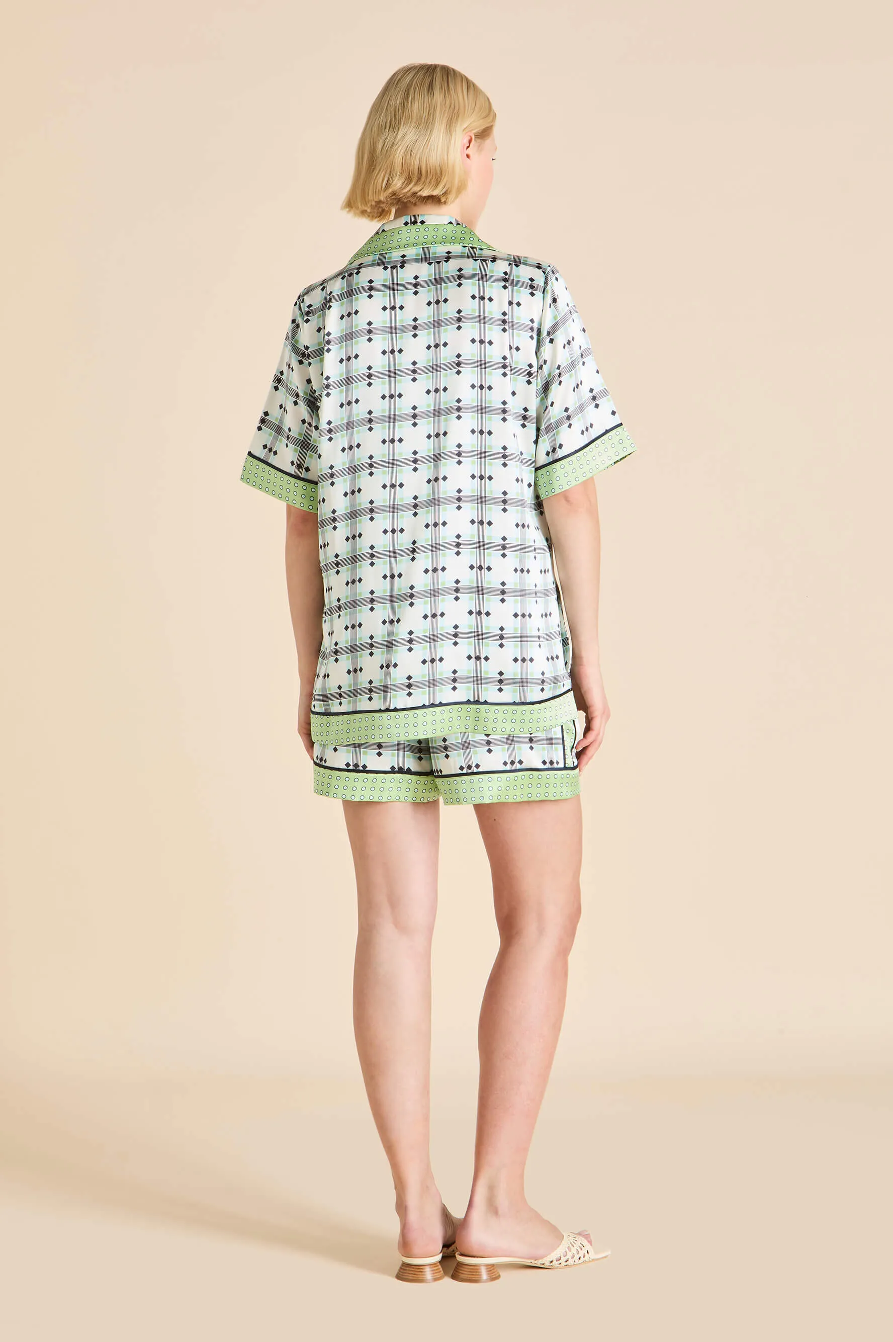 Zelda Cini Green Geometric Pajamas in Silk Satin sold by Olivia von Halle product image thumbnail 5