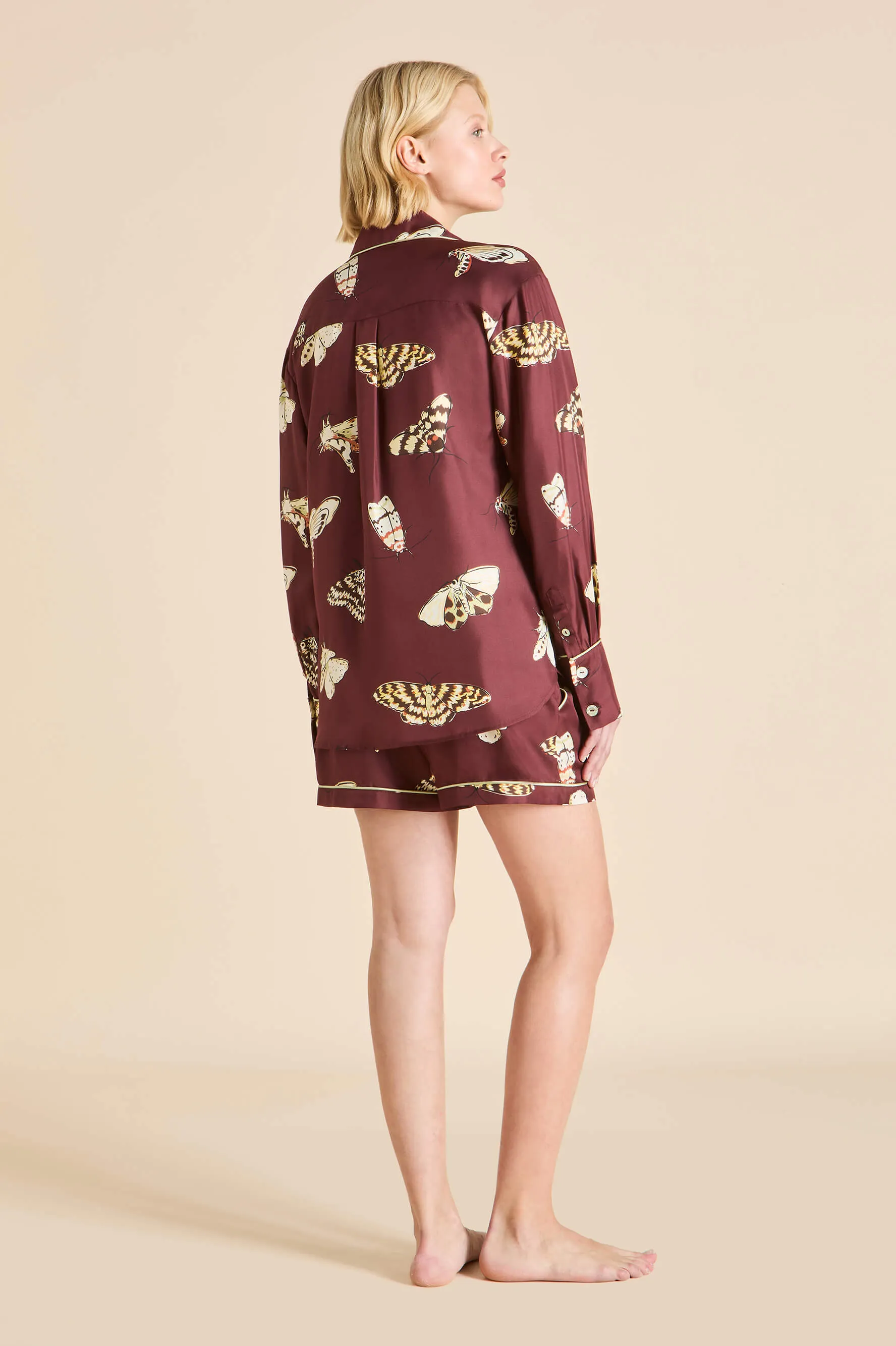 Alba Ettore Brown Moth Pajamas in Silk Twill sold by Olivia von Halle product image thumbnail 4