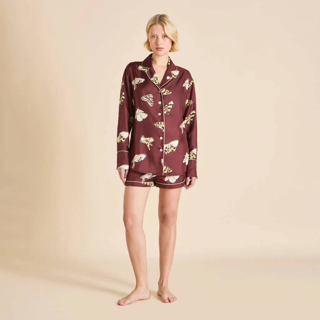 Alba Ettore Brown Moth Pajamas in Silk Twill sold by Olivia von Halle product image thumbnail 2