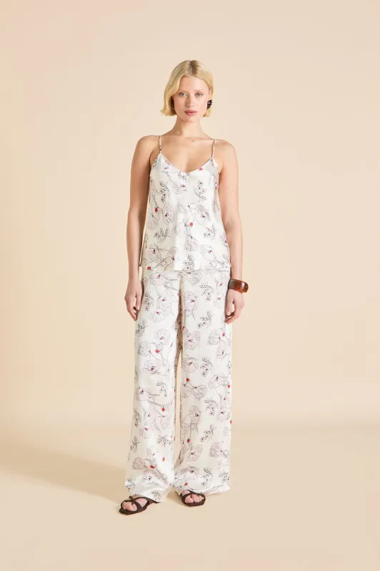 Bliss Rosalia Ivory Floral Camisole Set in Silk Satin made by Olivia von Halle