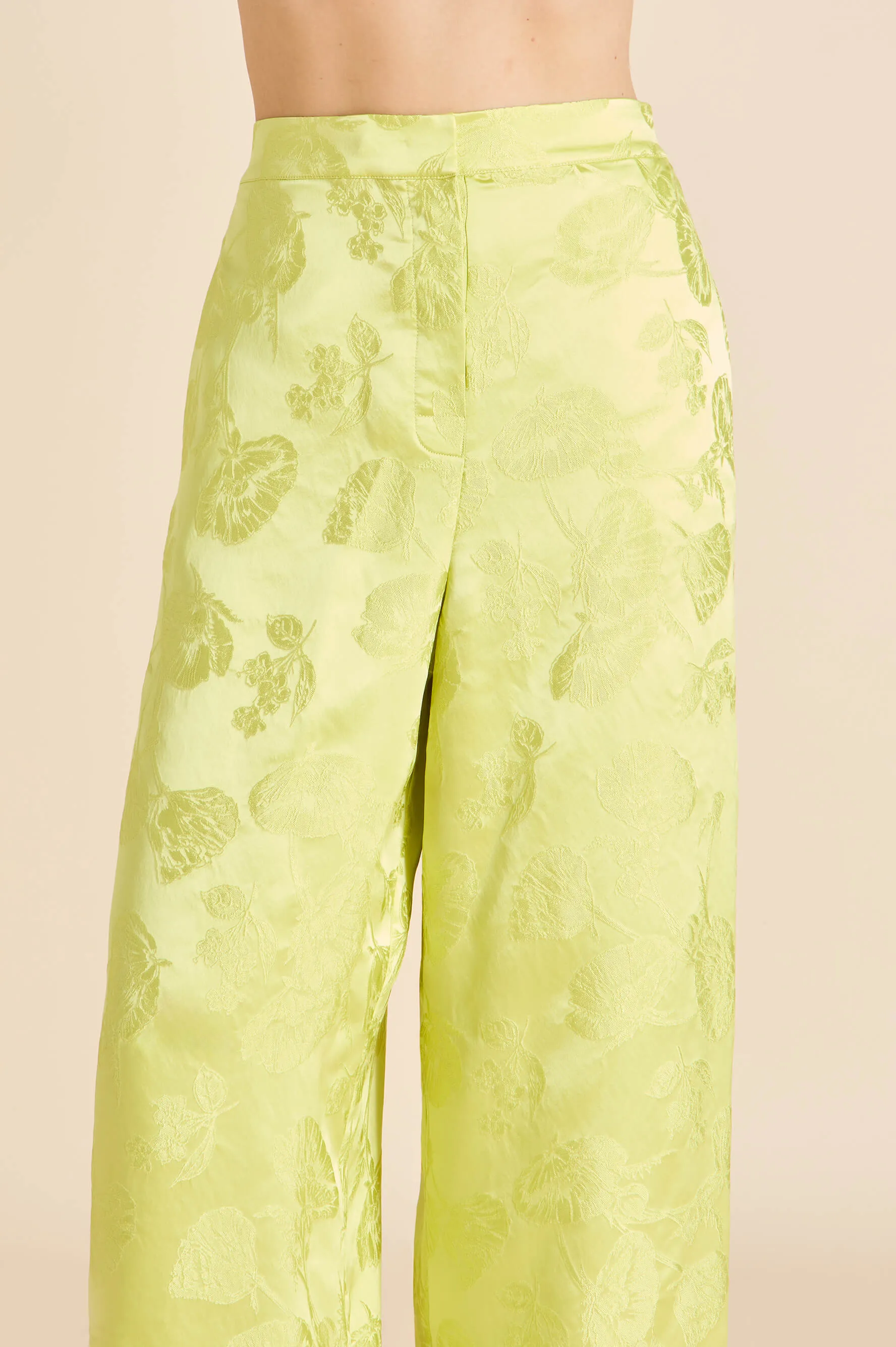 Bianca Ludovica Green Floral Pajamas in Silk Jacquard sold by Olivia von Halle product image thumbnail 5