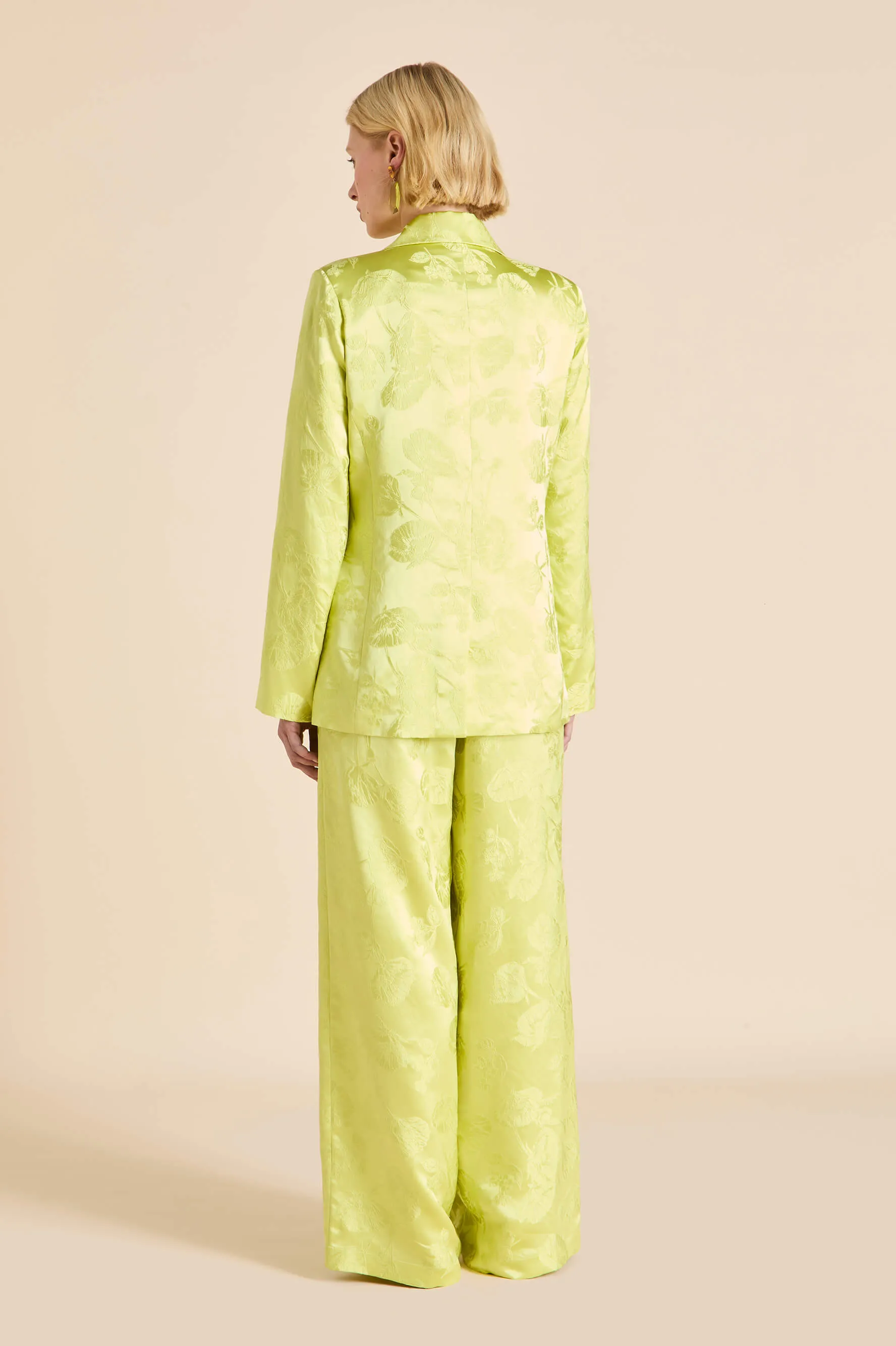 Bianca Ludovica Green Floral Pajamas in Silk Jacquard sold by Olivia von Halle product image thumbnail 4