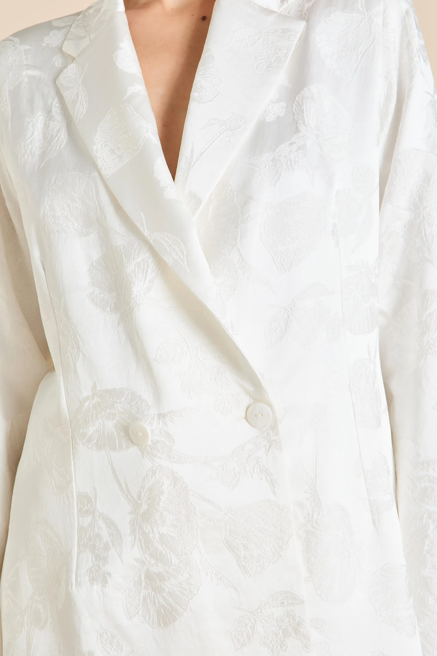 Bianca Liliana Ivory Floral Pajamas in Silk Jacquard sold by Olivia von Halle product image thumbnail 4