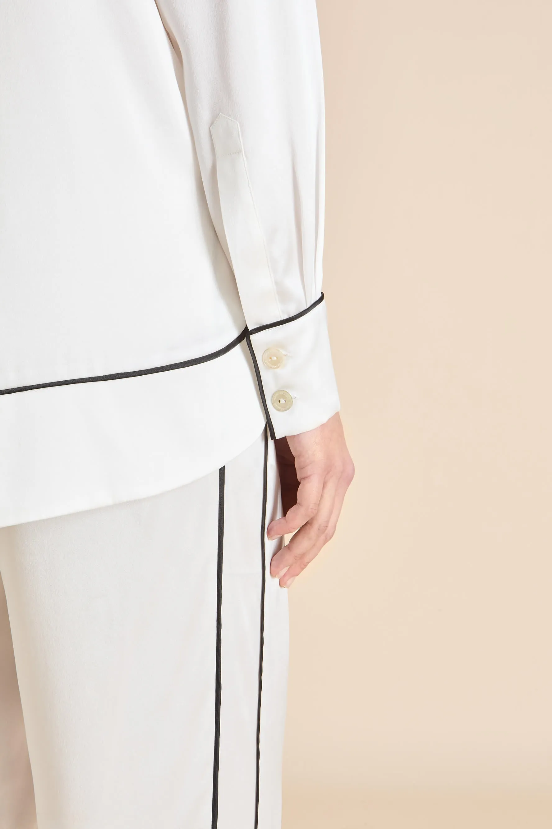 Anita Ivory Pajamas in Silk Satin sold by Olivia von Halle product image thumbnail 4